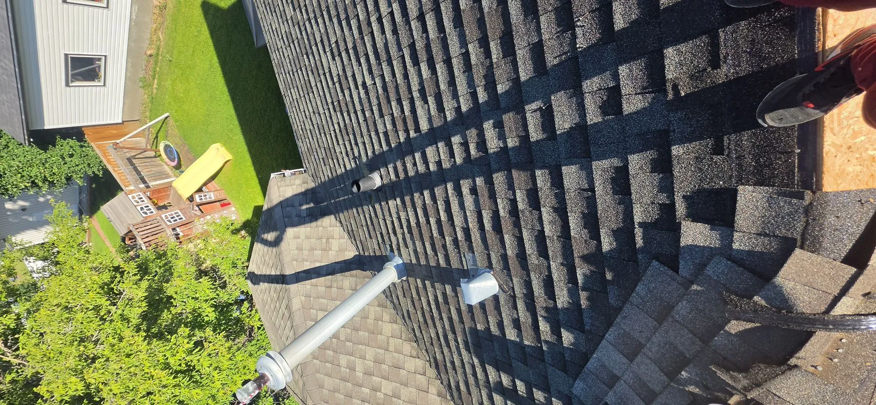 Existing roof before a full hail replacement in Strathmore