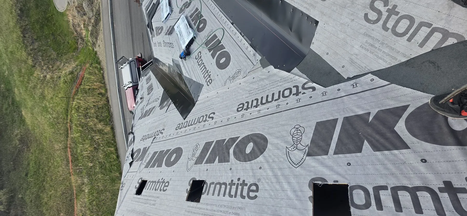 Roof underlayment during a hail-damage replacement in Sage Hill Calgary