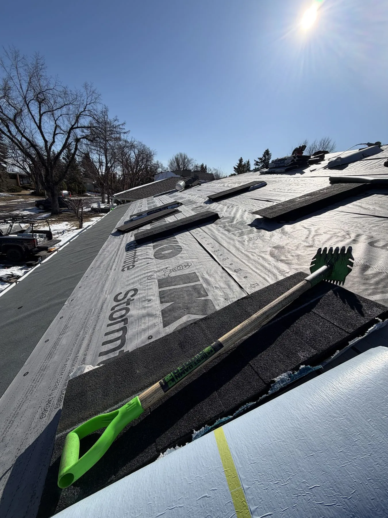 Roof underlayment during a Spruce Cliff Calgary replacement