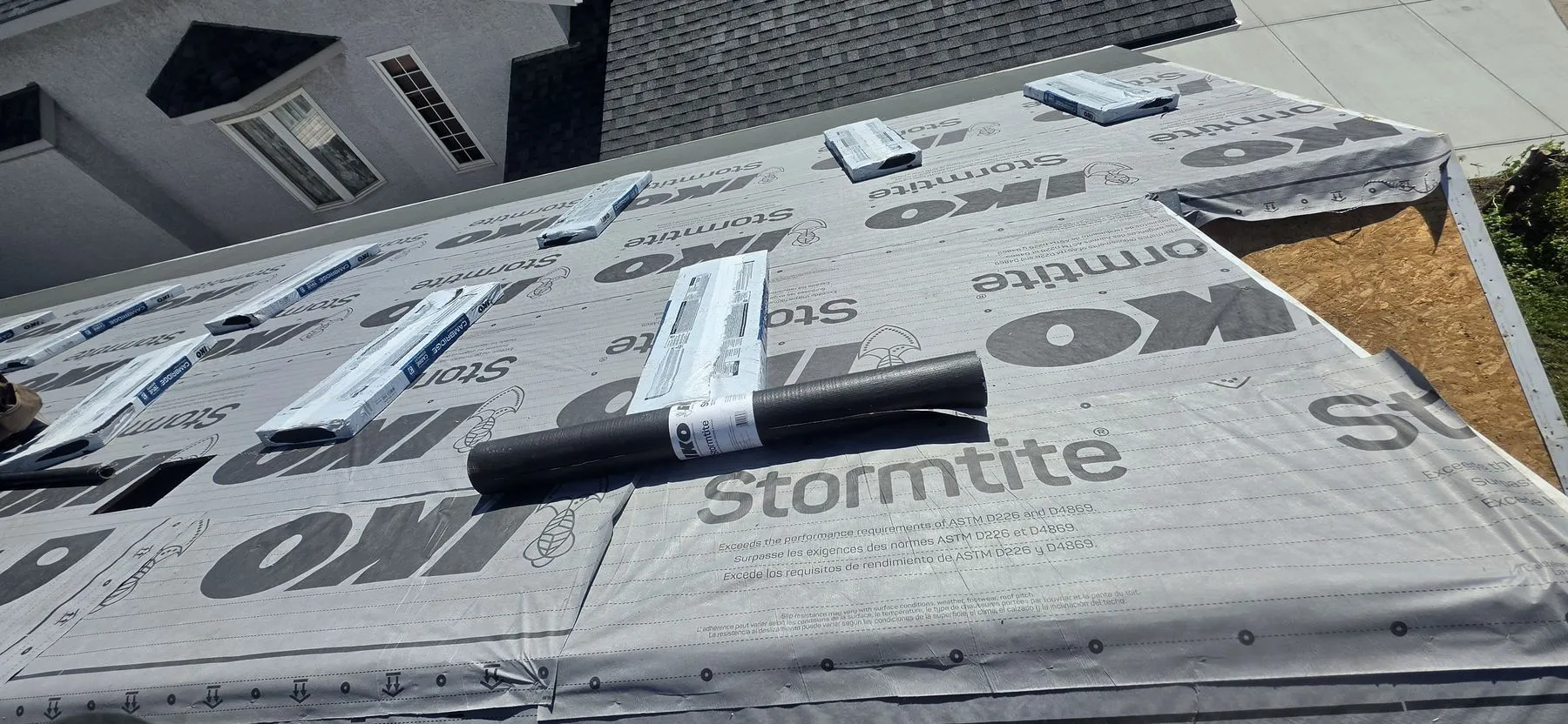 Roof underlayment during a full replacement in Strathmore