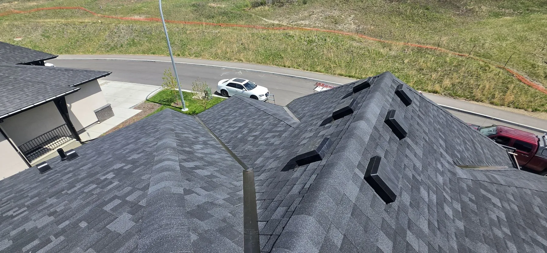 Completed roof detail at a Sage Hill Calgary replacement project