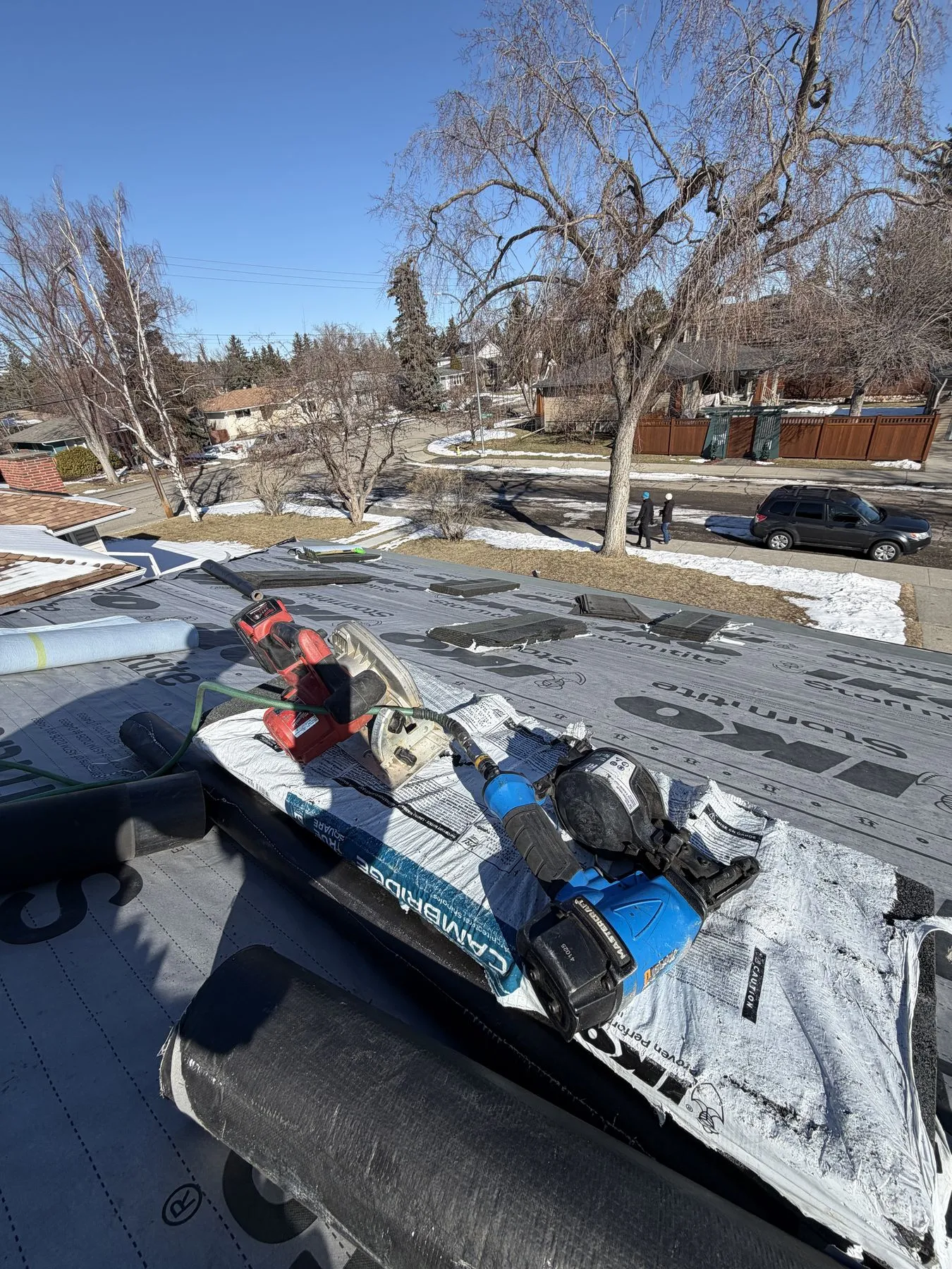 Roof installation in progress in Spruce Cliff Calgary