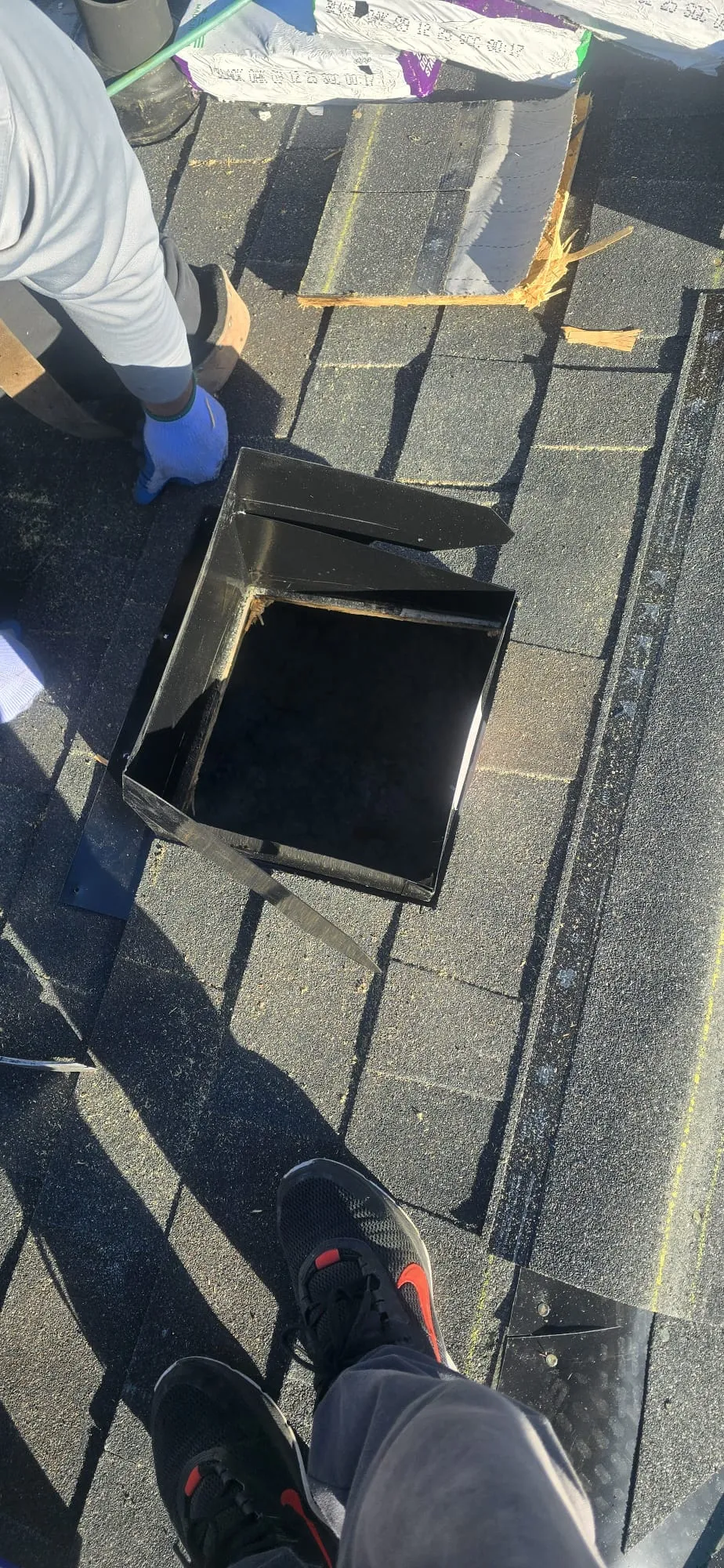 Attic box vent installation shingle roof in Calgary