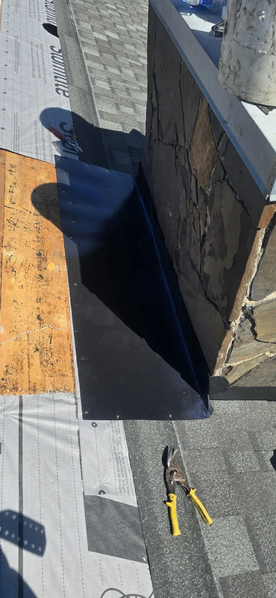 Chimney step flashing repair stone chimney