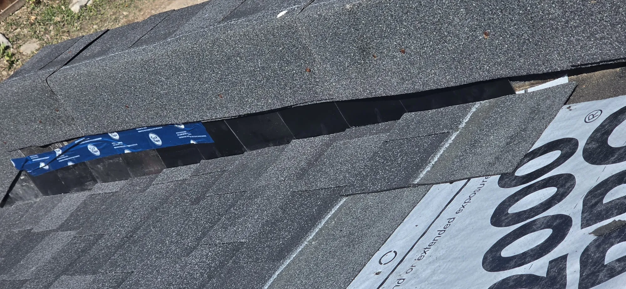 Exposed underlayment gap shingle inspection